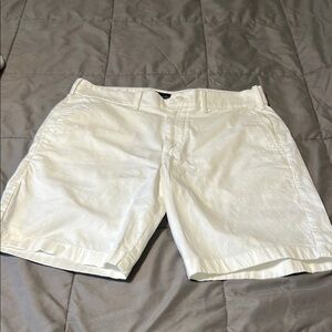 Abercrombie & Fitch White Flat Front Shorts